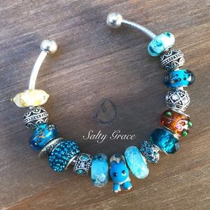 Turtle ocean vibe european charm bracelet